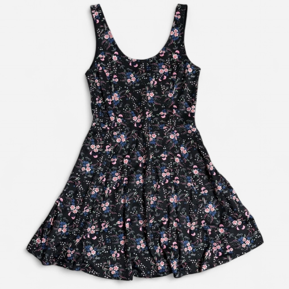 H&M Black Floral Mini Dress